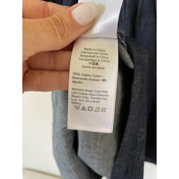 J. Crew Smocked Puff-Sleeve Dress Denim Chambray Blue Size XXS NEW - Picture 7 of 8